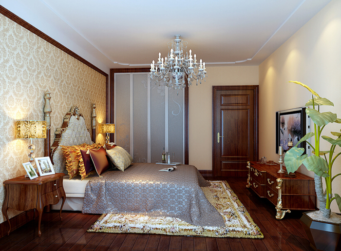 复古清新装饰 次卧整体衣柜效果图