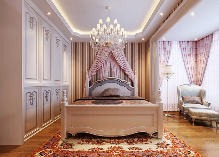 白富美闺房装修设计 浪漫奢华衣柜效果图