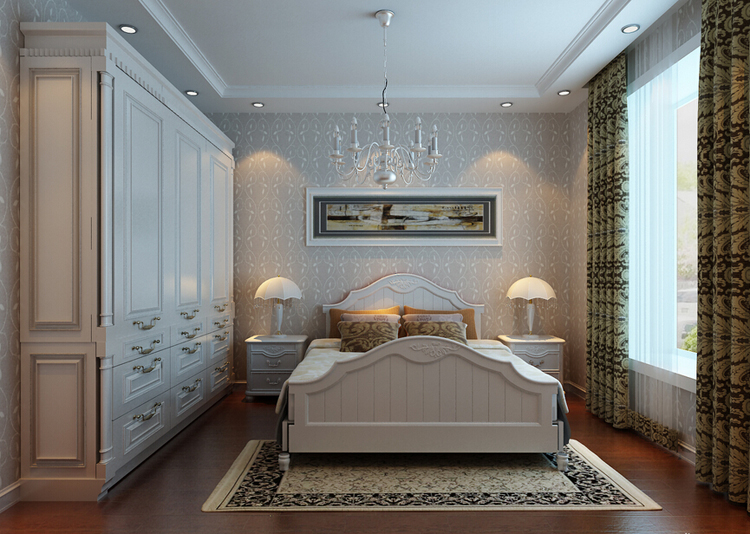 简欧风格精装效果图 新婚夫妇卧室衣柜图片