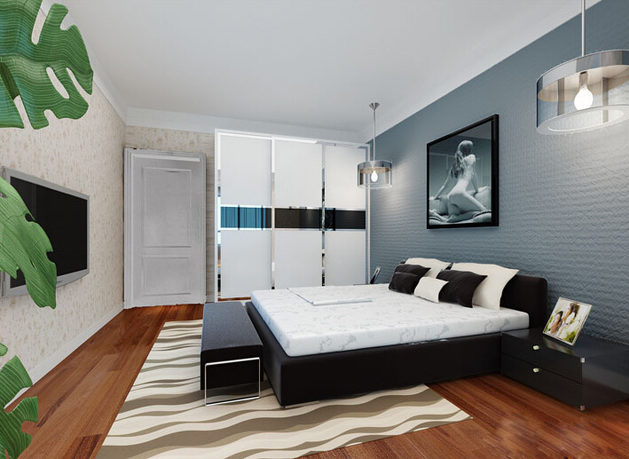 黑白灰的时尚 夏日清凉卧室衣柜设计图