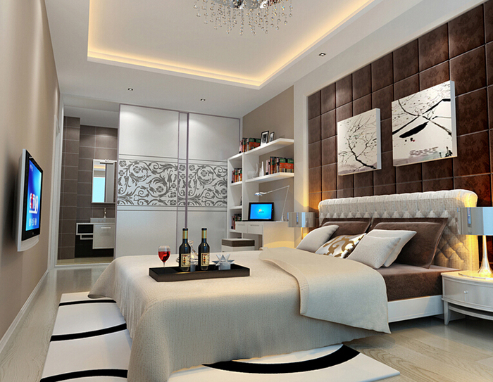 中式与现代混搭风格装修案例 公寓衣柜效果图