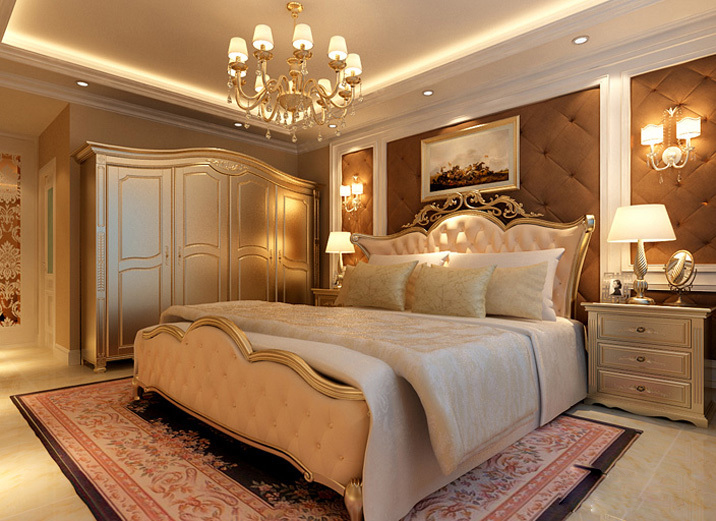 土豪金13万装修家 欧式奢华整体衣柜图片