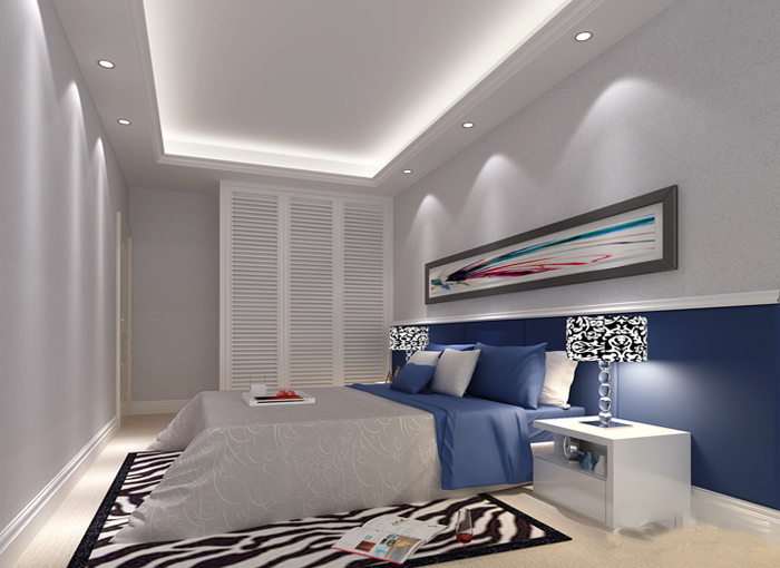 唯美色调卧室设计 现代三门衣柜设计图