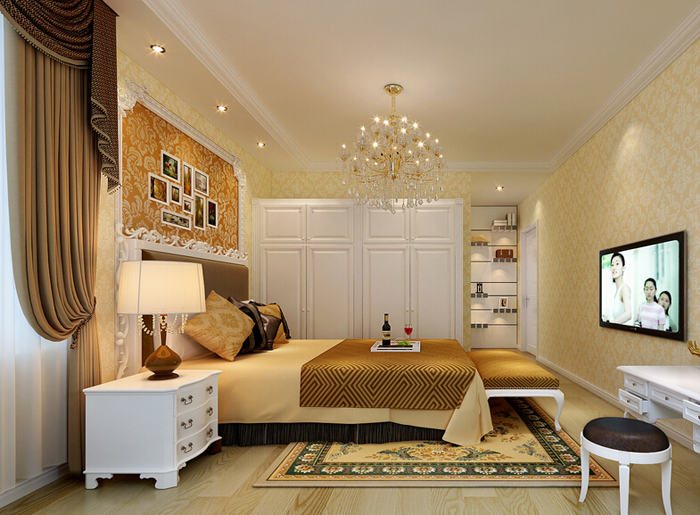 93平米欧式婚房 简欧风格整体衣柜图片