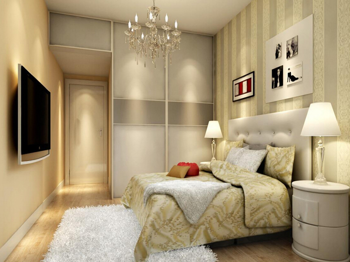米色温馨调卧室衣柜图片 8平简约两居室效果图