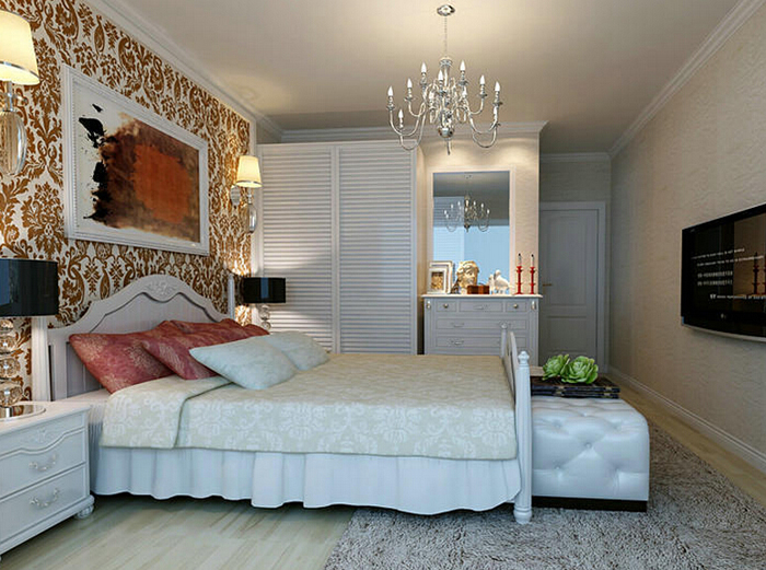 130平简欧三居室 知性美女衣柜效果图