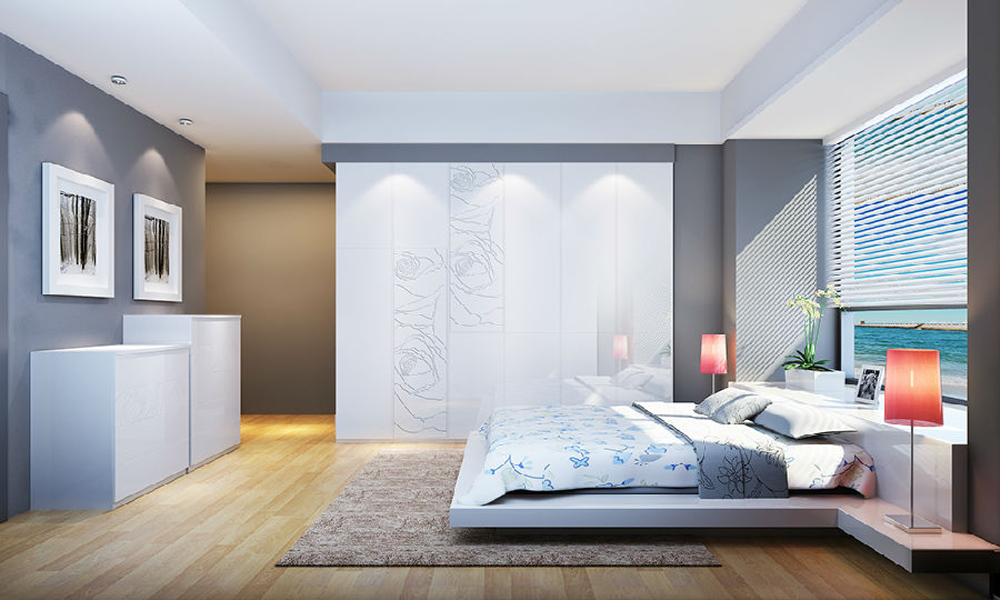 米兰平开门衣柜设计图 白色亮光钢琴烤漆衣柜