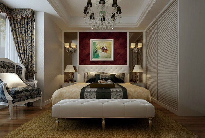 简约欧式衣柜效果图 130㎡三居室装修图