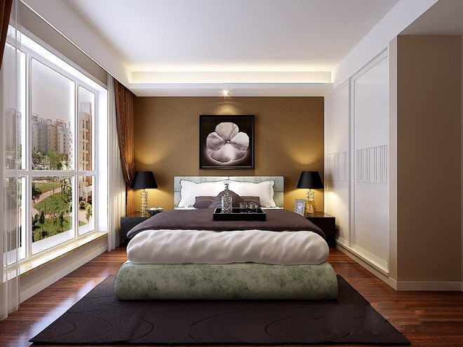 95㎡两居室现代简约风格卧室 温馨舒适衣柜效果图