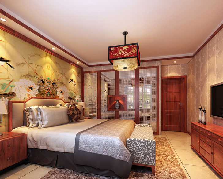 柔情现代中式三居室 新中式衣柜效果图