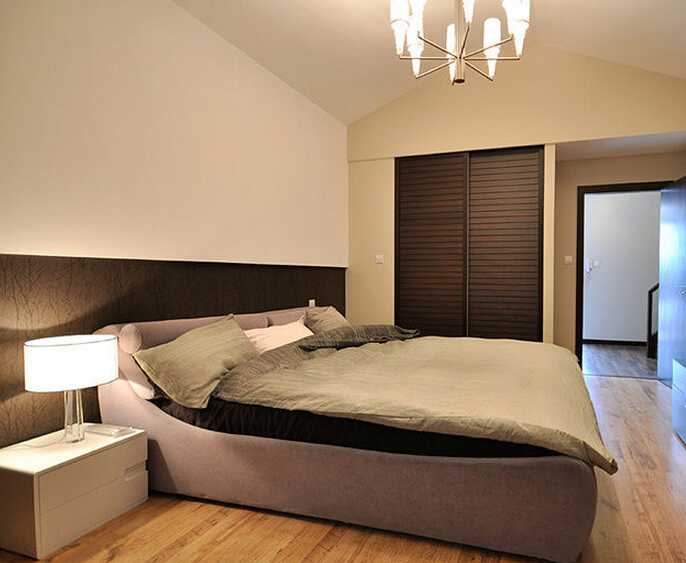 98平简约暖咖精英复式 现代推拉门衣柜设计图 