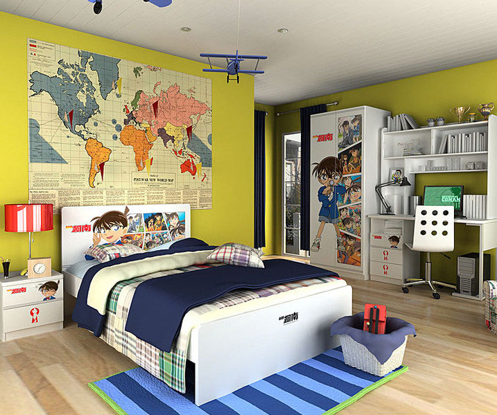 现代儿童衣柜设计图 与动画欢度童年