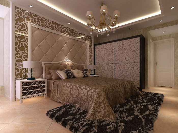 139㎡简约欧式风格卧室 时尚豪华衣柜效果图