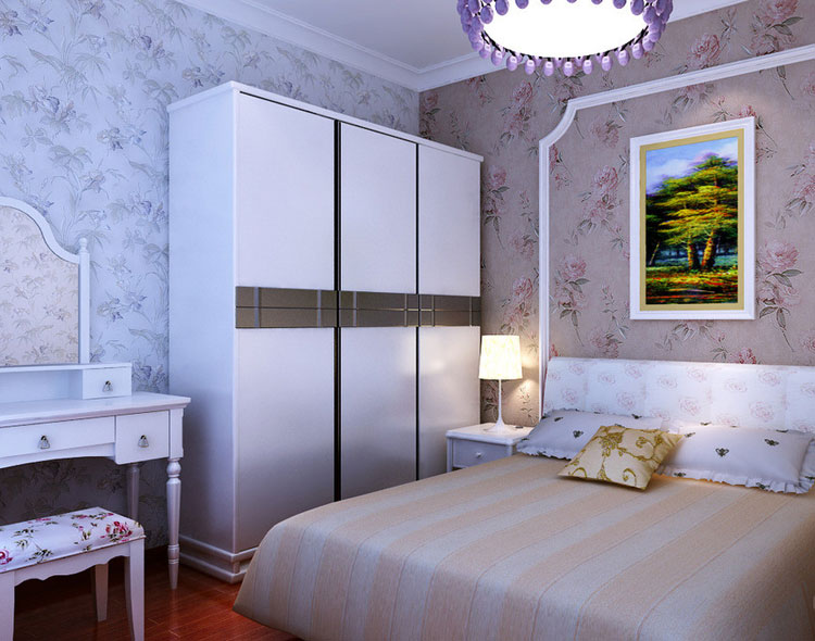 田园风格女生卧室衣柜图片 现代三门衣柜效果图