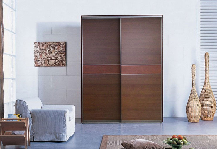 简约风格卧室 桑木嵌入墙式衣柜图片