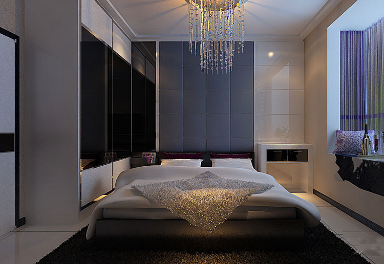 93㎡三居现代风格卧室 现代主卧衣柜效果图