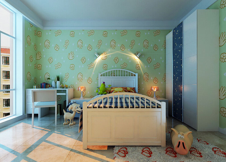 儿童卧室翻新改造 现代整体衣柜图片