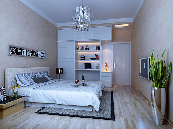 华丽简约并存 淡雅卧室衣柜效果图