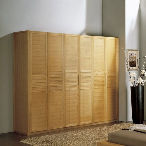 水曲柳整体衣柜效果图 原木色衣柜演绎自然