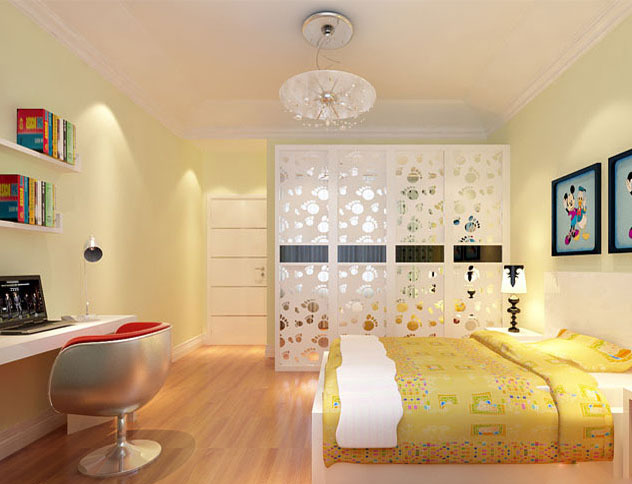 干净利落时尚儿童房 现代整体衣柜设计图