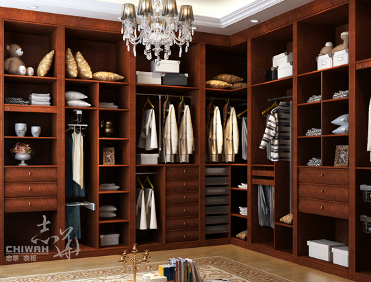 古典实木衣柜效果图 志华开放式衣柜设计图