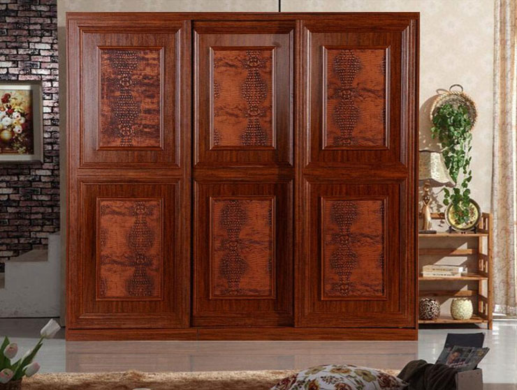 鳄鱼皮整体移门衣柜图片 欧式古典风格衣柜效果图