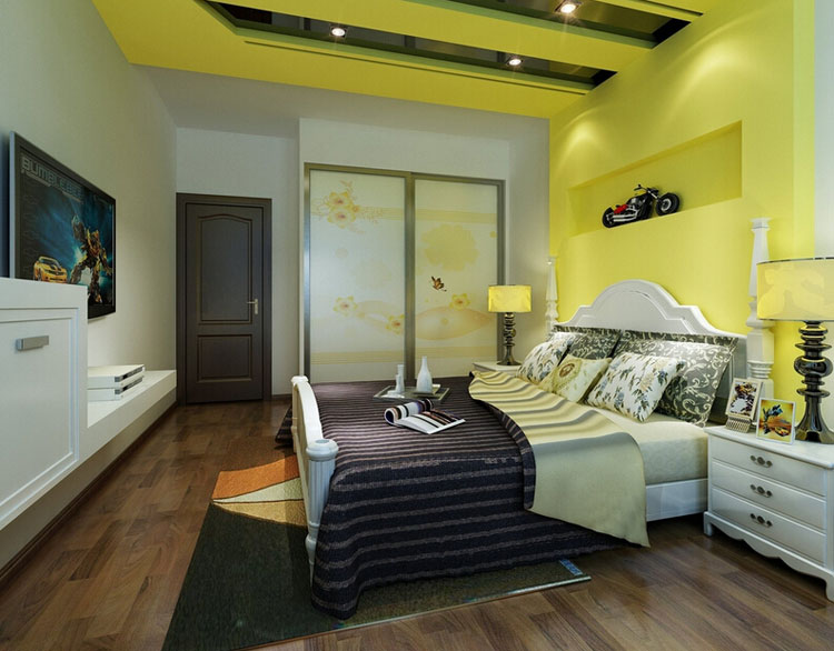 俏皮黄简欧家装图 精致拙朴衣柜效果图