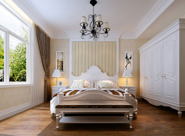 137㎡三居室简欧风格卧室 靓丽清雅衣柜设计图