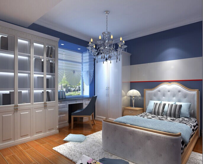 简约欧式风格对门衣柜效果图  明朗舒适儿童房