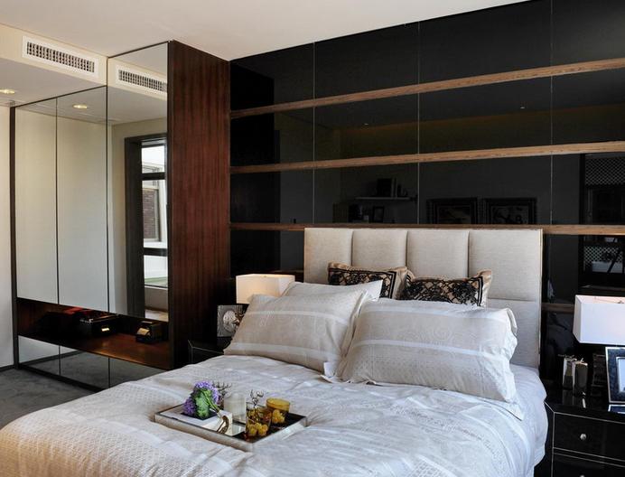 75平米两居现代风格 书香宅第卧室衣柜图片