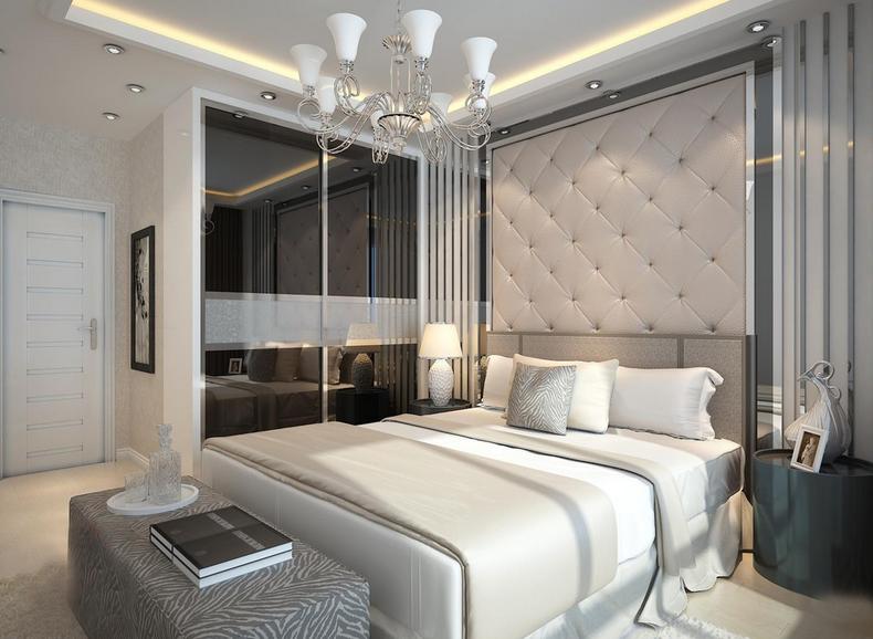 120平现代三居室 黑白镜面推拉门衣柜图片欣赏