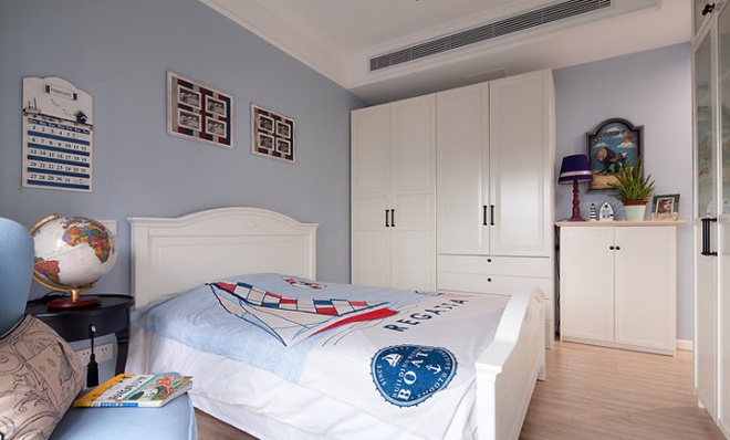 美式田园儿童卧室搭配 美式乡村儿童衣柜效果图
