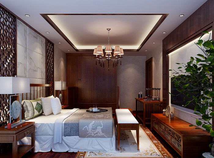 简约中式大气装修 70后最新卧室衣柜效果图