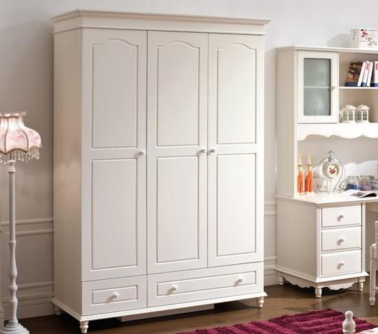 法丽莎韩式衣柜效果图 象牙白带抽屉衣柜