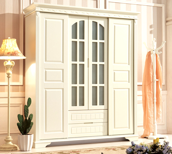 韩式田园趟门衣柜图片 小户型卧室适用