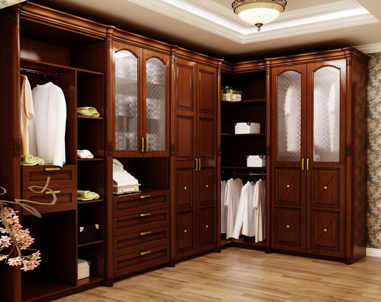 古典风格卧室檀木衣柜效果图  超大容量完美衣柜