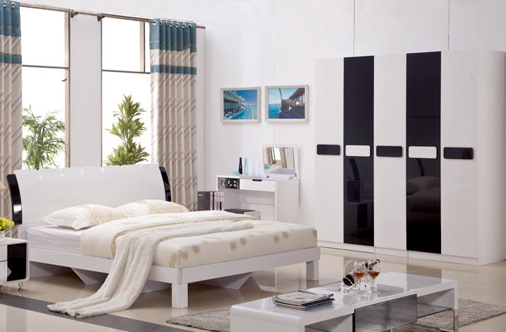 纯白色彩也幸福 黑白烤漆衣柜效果图