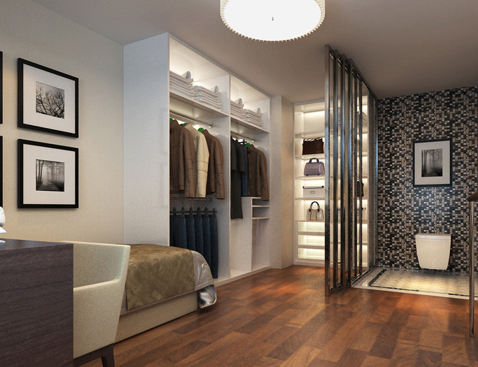 现代开放式衣帽间效果图 现代简约风格衣柜效果图