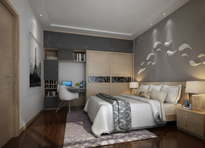 现代简约推拉门衣柜效果图 分区设计收纳更整齐