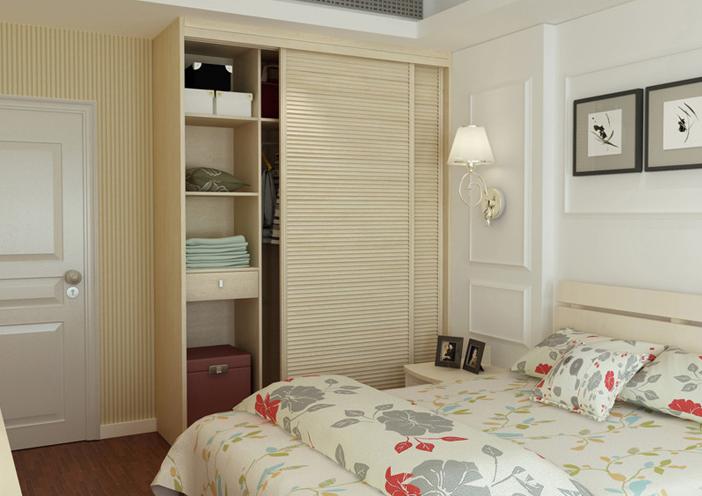 里昂春天卧房双开趟门衣柜图片 森系小清新混搭