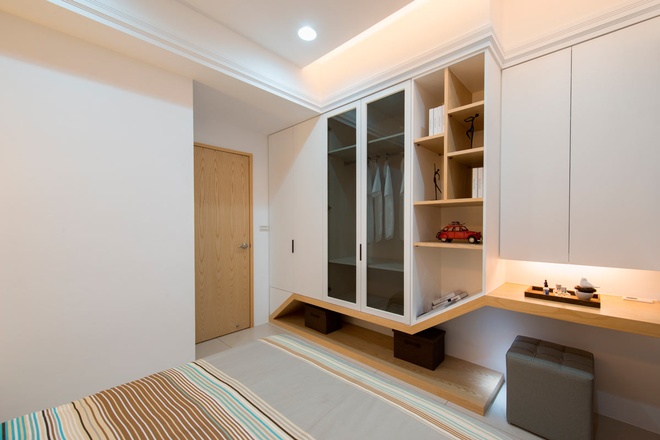 101平简约实木色时尚雅居 个性次卧衣柜设计图