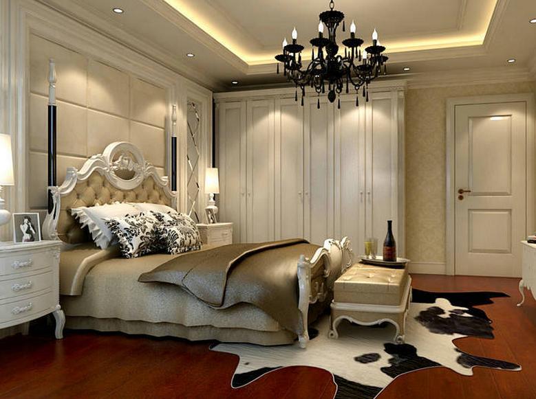 黑白灰为主色调的奢华 欧式风格衣柜设计图