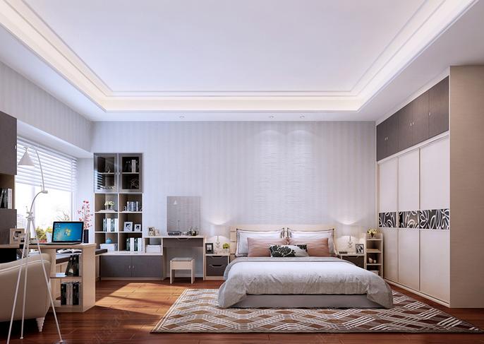 深浅布纹卧室衣柜效果图 大户型装修设计