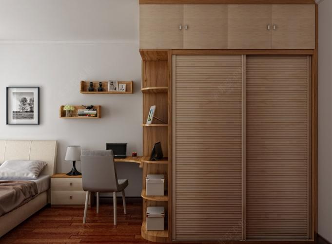 胡桃木简约卧室衣柜效果图 自然清新格调