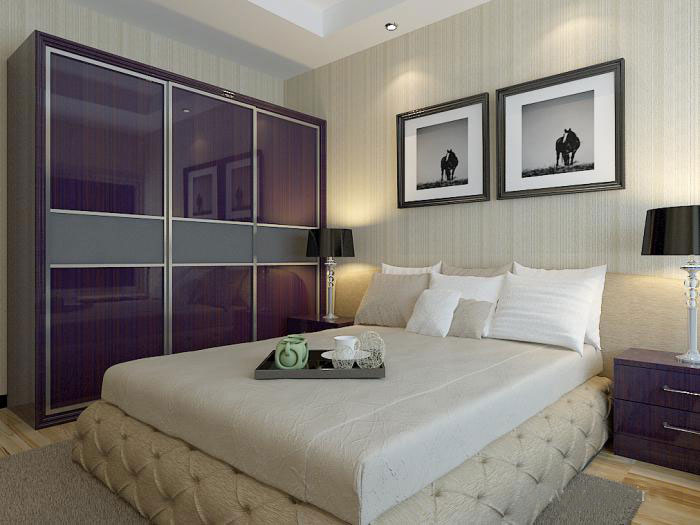 有样学样 浪漫紫色推拉门衣柜效果图