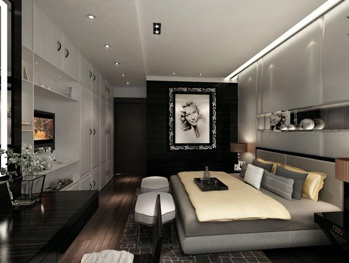 时尚卧室装修设计 现代平开门衣柜效果图