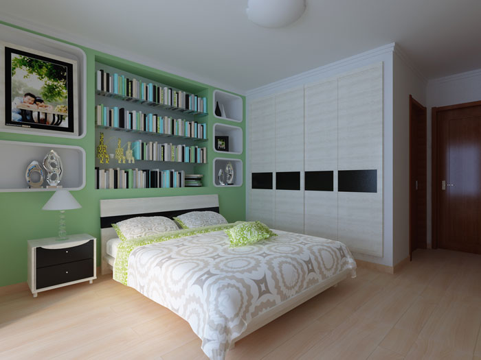 居家文艺女的卧室 现代推拉门衣柜设计图