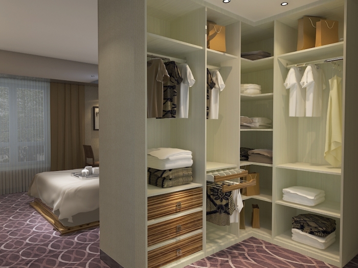 空间发挥收纳作用 开放式L型衣柜设计图