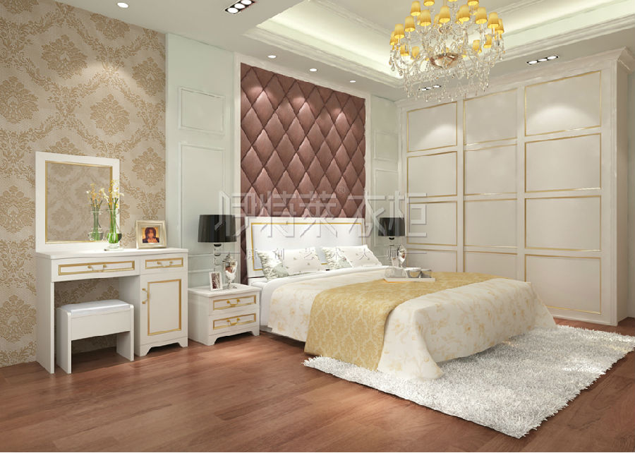 简单高雅摩登卧室 欧式风格推拉门衣柜效果图