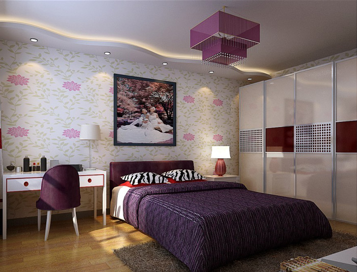 浪漫紫色系列卧室 小女人衣柜设计图